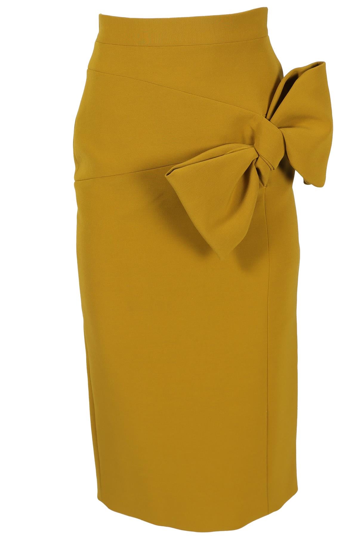 ROKSANDA GREEN CREPE MIDI SKIRT UK 8