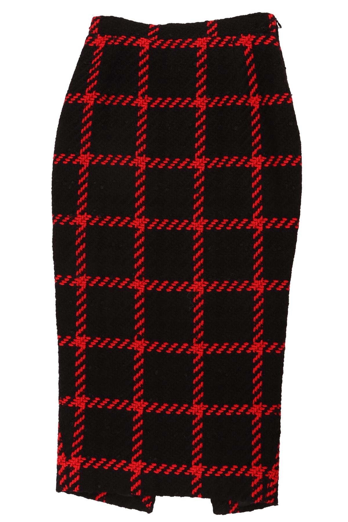 ALESSANDRA RICH BLACK WOOL MIDI SKIRT IT 38 UK 6