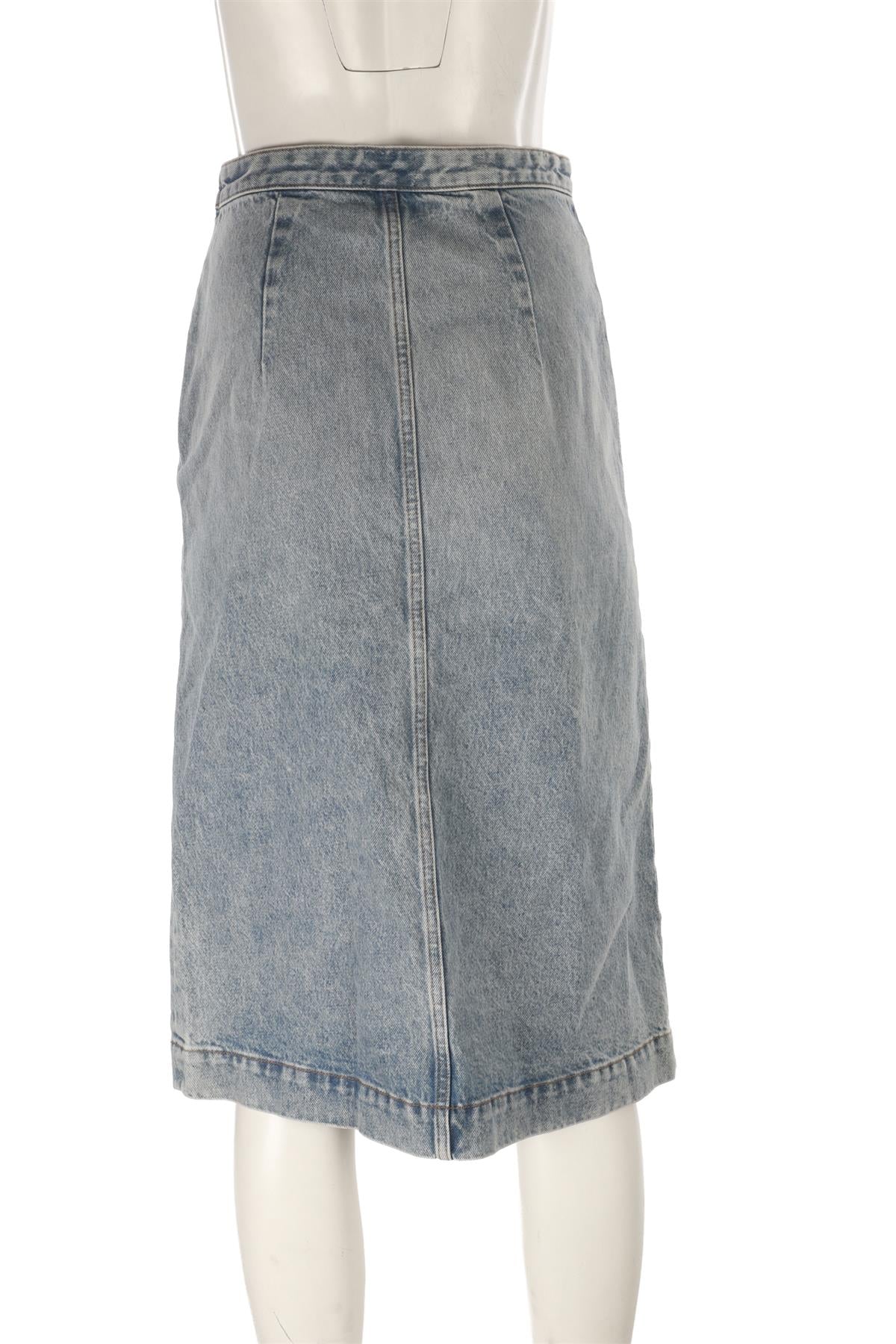 KHAITE BLUE DENIM MIDI SKIRT W26 UK 8