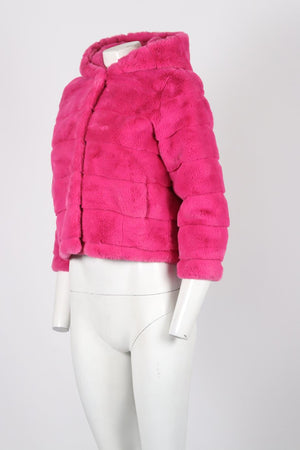APPARIS HOODED FAUX FUR JACKET SMALL