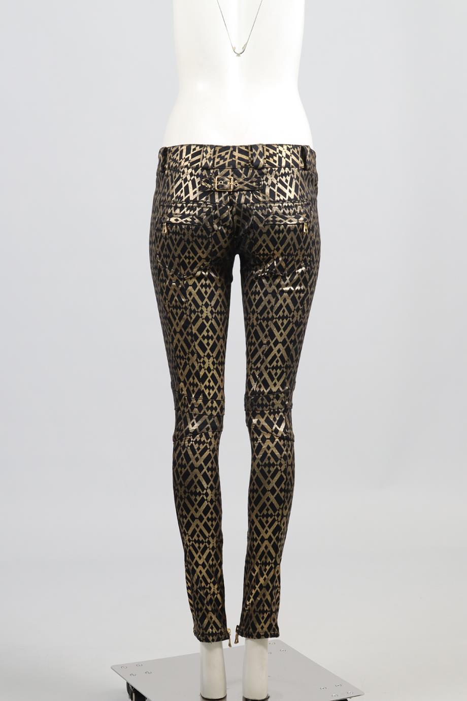 BALMAIN LOW RISE COTTON BLEND SKINNY PANTS FR 38 UK 10