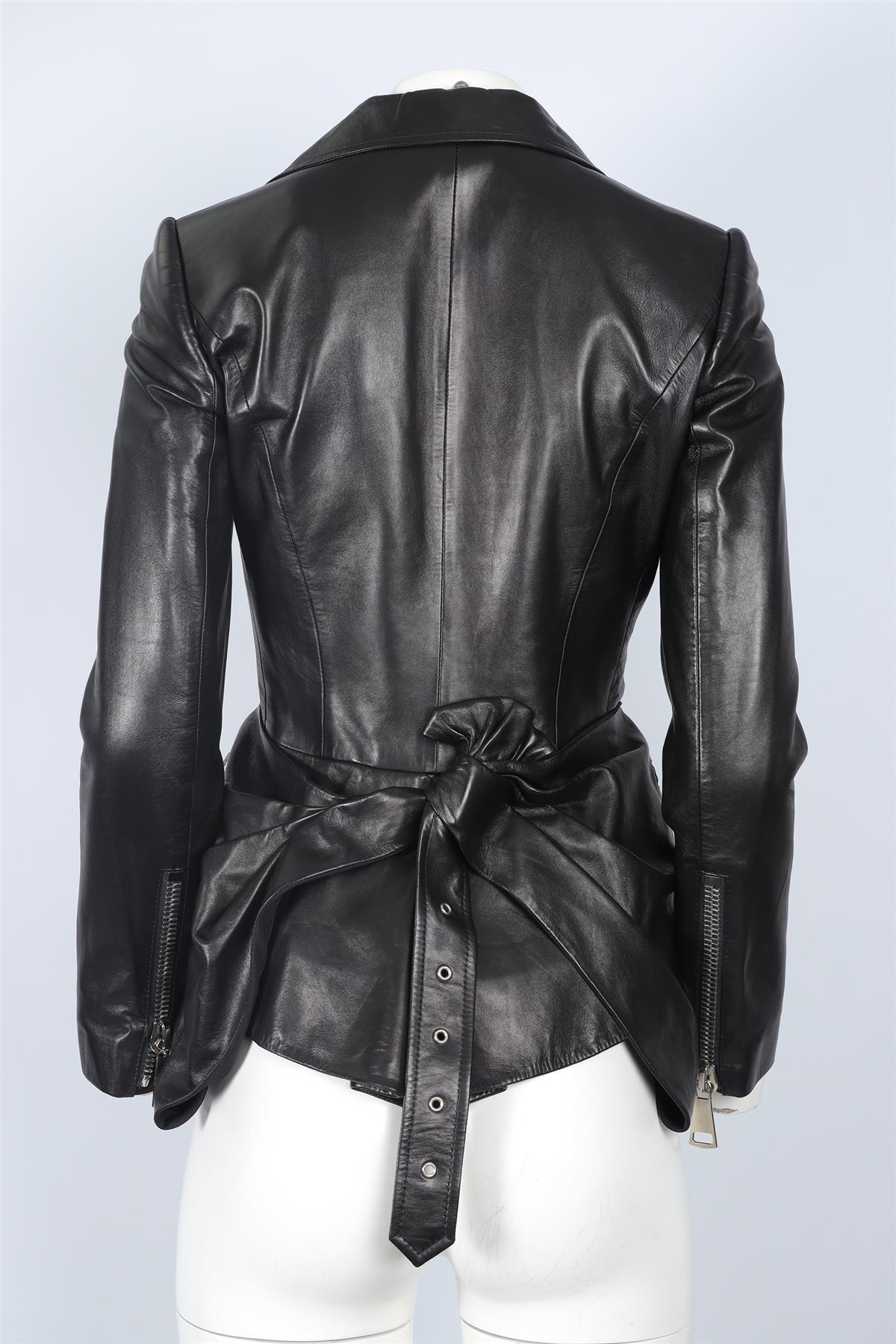 LENA LEMELOKY BLACK LEATHER JACKET IT 38 UK 6