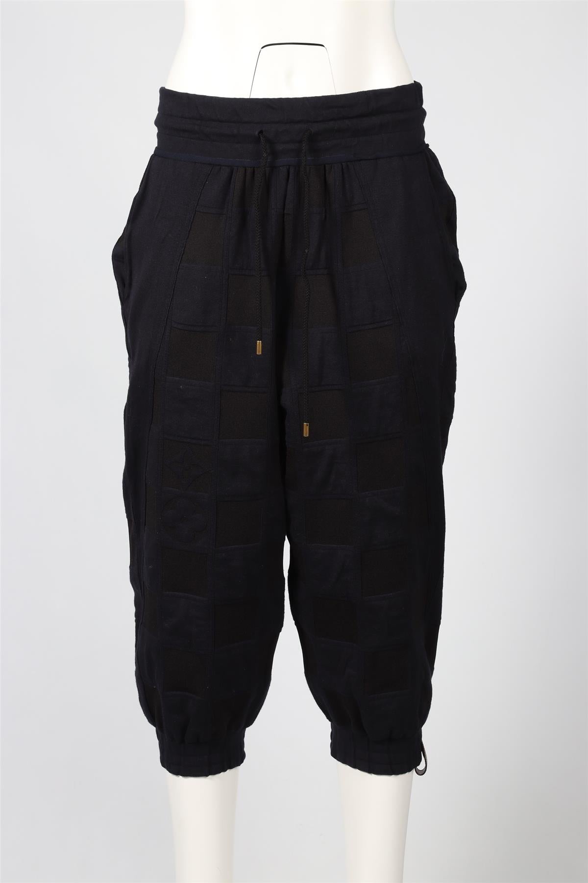 LOUIS VUITTON NAVY AND BLACK COTTON BLEND TRACK PANTS SMALL