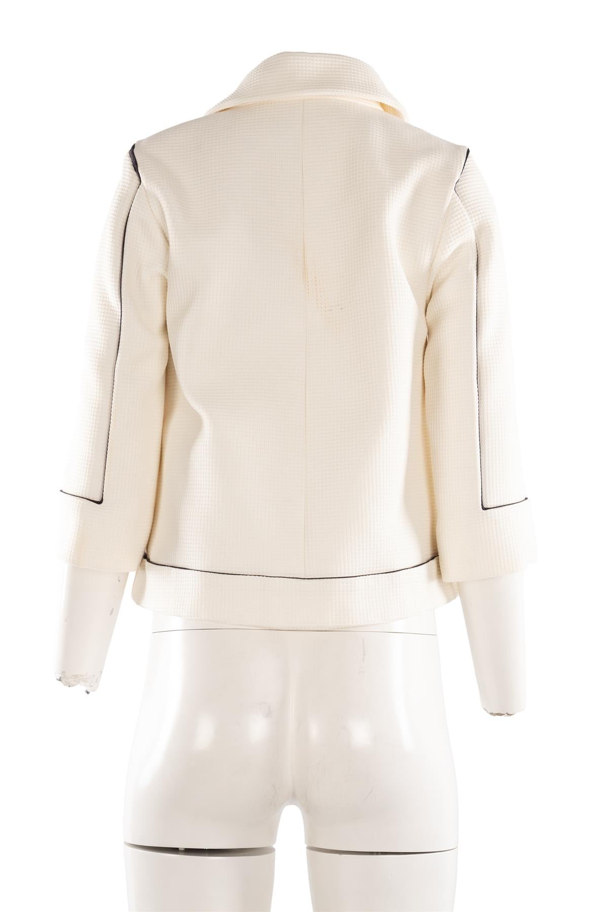 CHANEL WHITE 2015 COTTON JACKET FR 34 UK 6