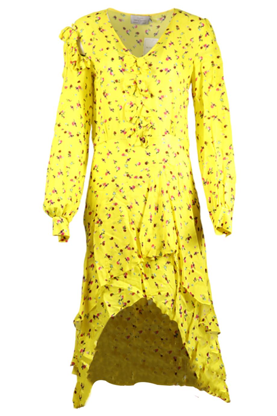 PREEN BY THORNTON BREGAZZI FLORAL PRINT SATIN MIDI DRESS SMALL