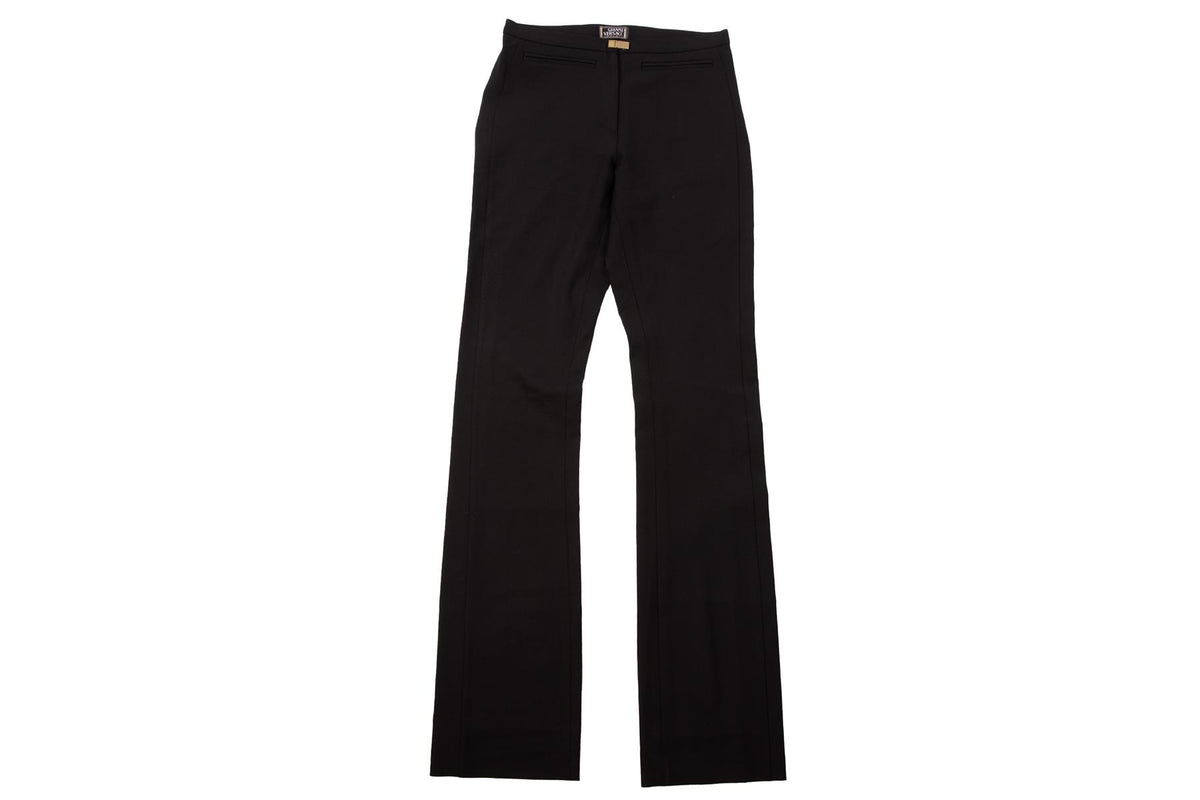 GIANNI VERSACE BLACK VINTAGE WOOL STRAIGHT LEG PANTS XSMALL