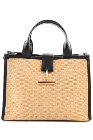 TOM FORD BEIGE TARA MEDIUM RAFFIA TOTE BAG