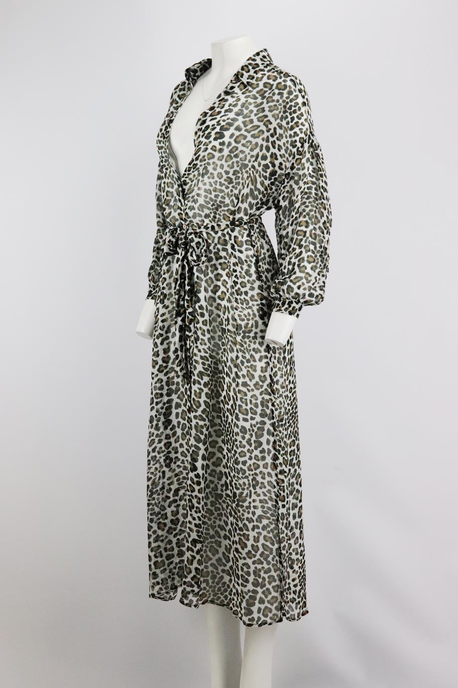 VITAMIN A BELTED LEOPARD PRINT VOILE MIDI DRESS MEDIUM