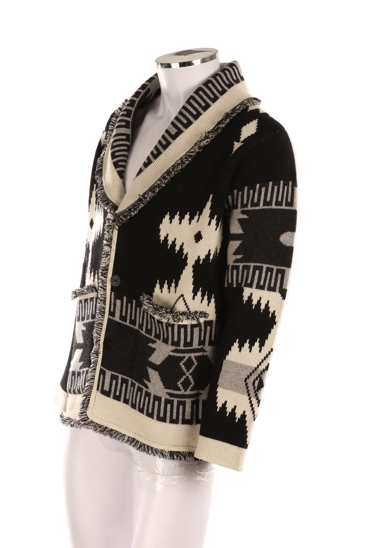 ALANUI BLACK MEN'S CASHMERE CARDIGAN SMALL