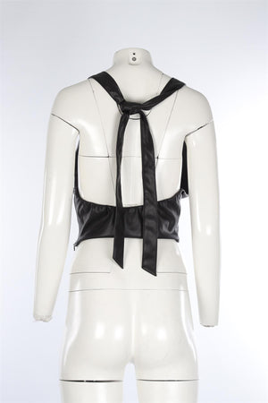 STAUD BLACK FAUX LEATHER TOP US 6 UK 10