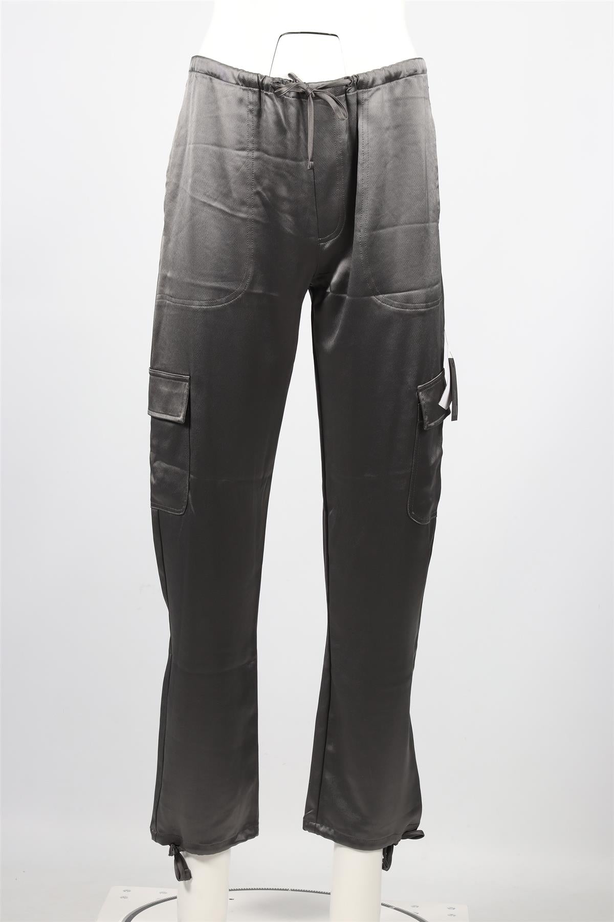 LESET GREY SATIN CARGO PANTS XSMALL