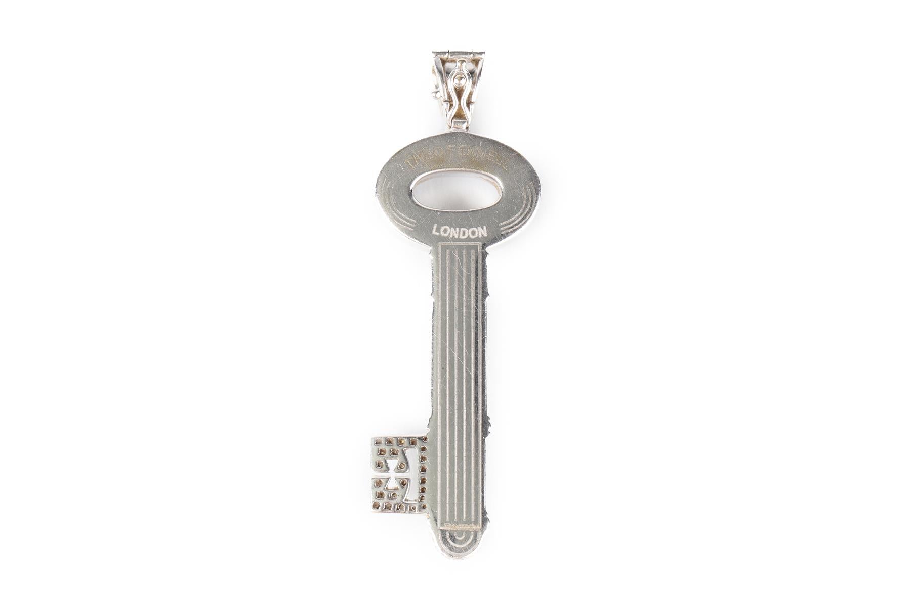 THEO FENNELL KEY 18K WHITE GOLD AND DIAMOND PENDANT