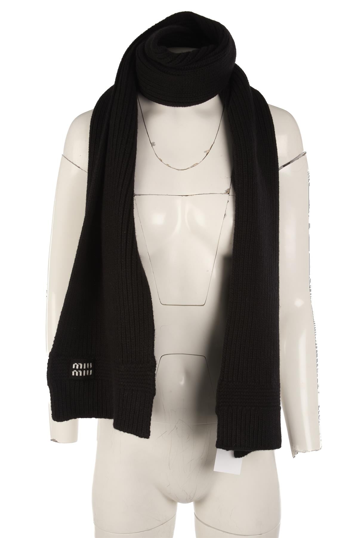 MIU MIU BLACK WOOL SCARF