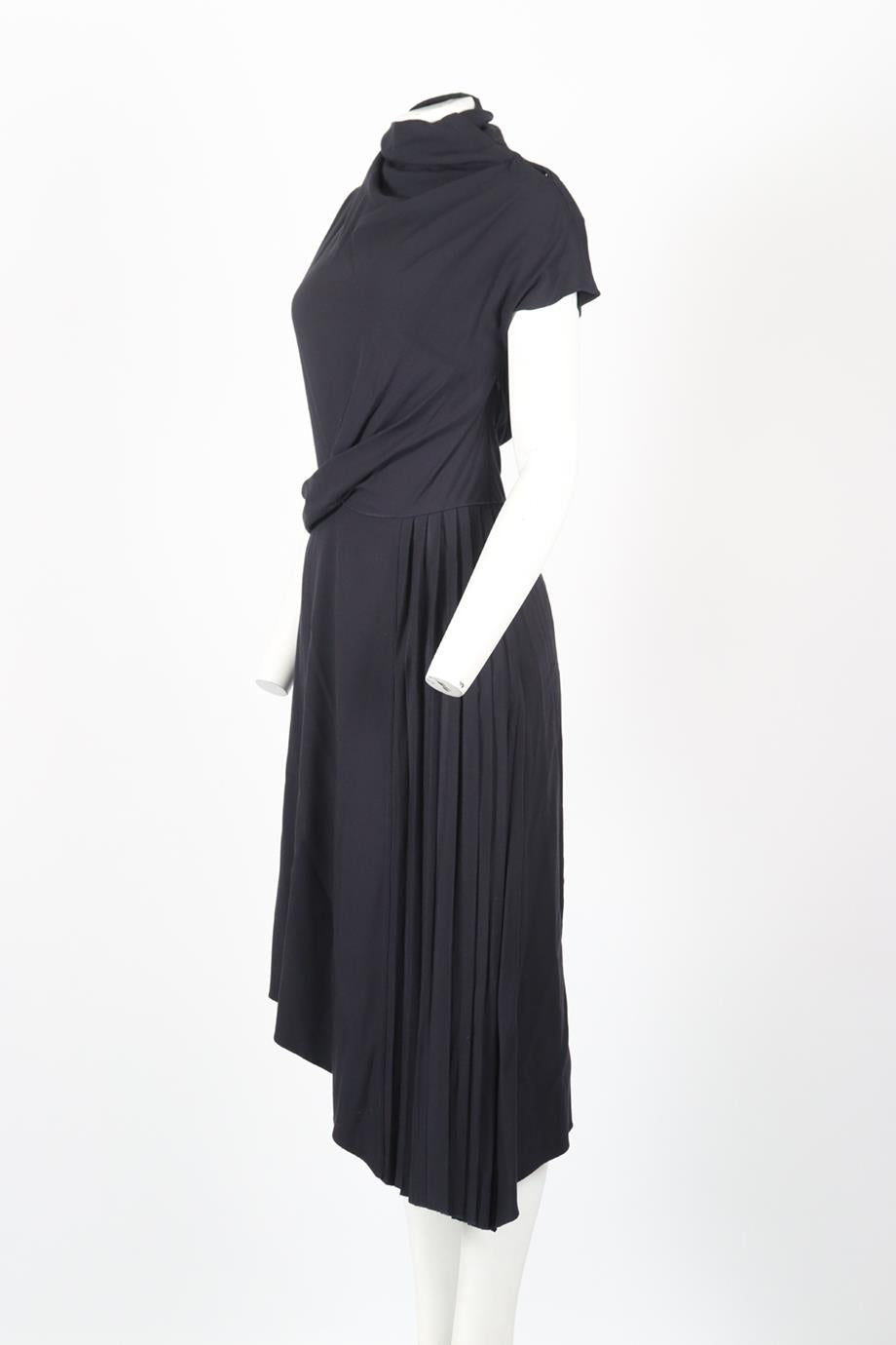CARVEN DRAPED WOOL BLEND MIDI DRESS FR 38 UK 10