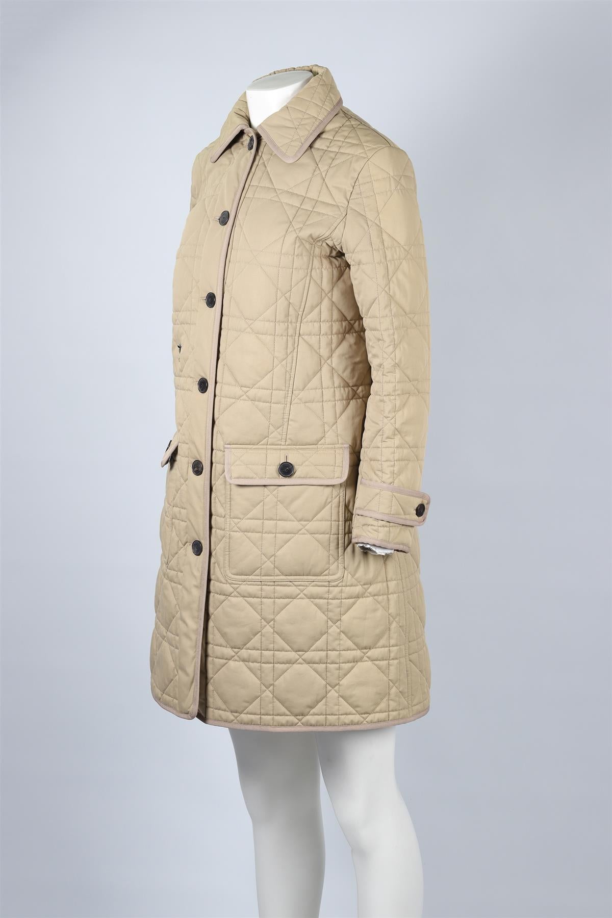 CHRISTIAN DIOR BEIGE 2022 CANNAGE COTTON COAT SMALL