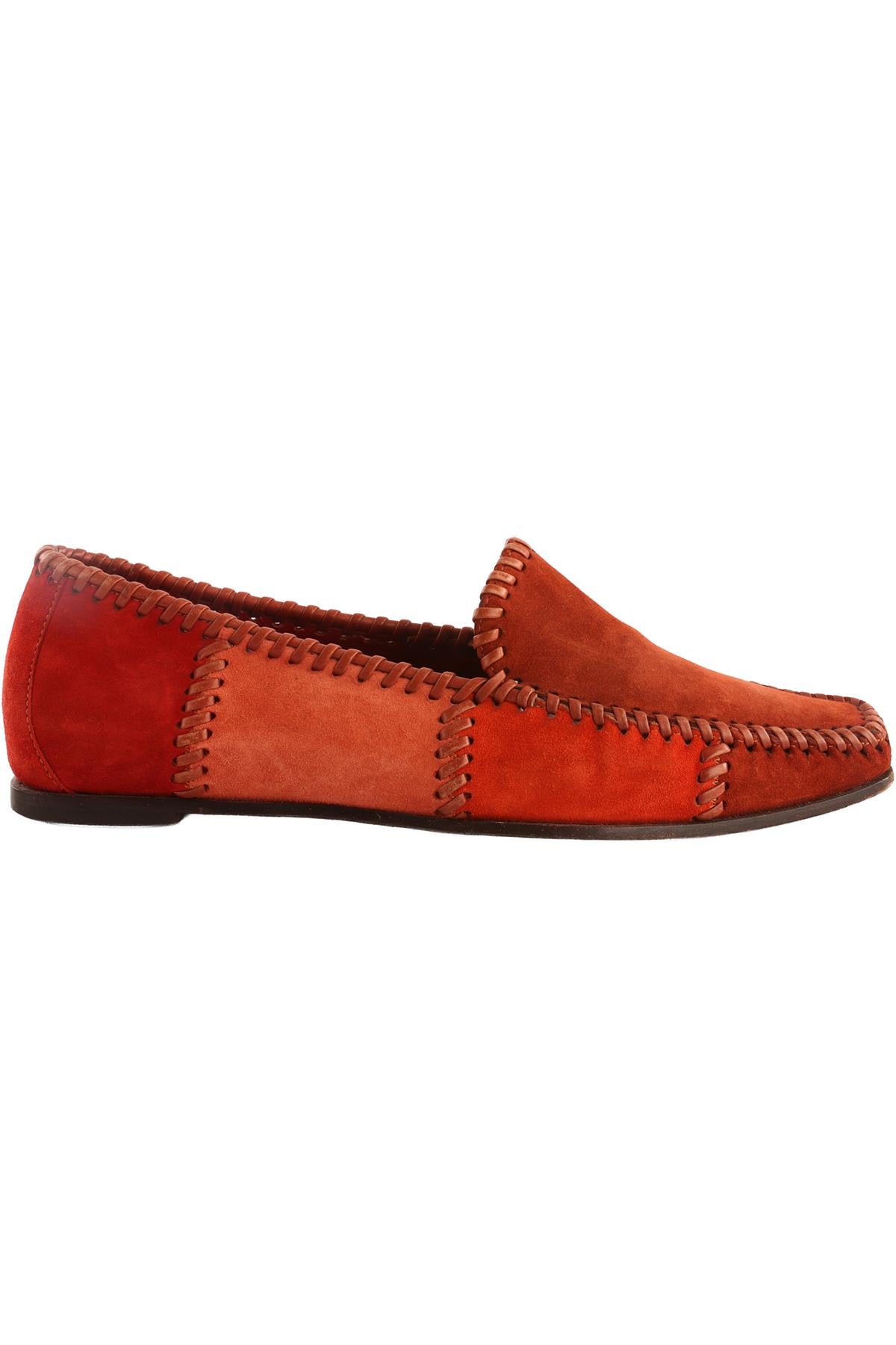 SALVATORE FERRAGAMO RED VINTAGE SUEDE LOAFERS