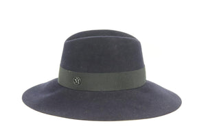 MAISON MICHEL GROSGRAIN TRIMMED WOOL FELT FEDORA MEDIUM