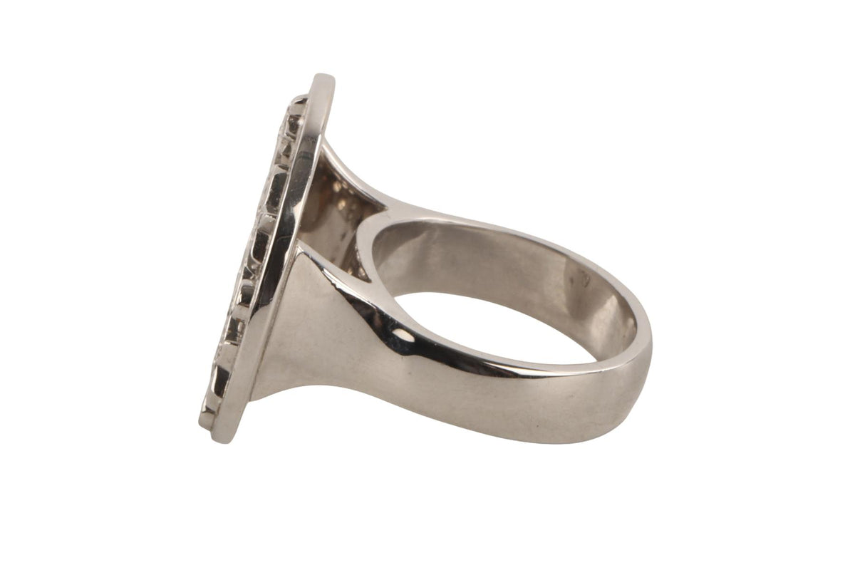 CHANEL SILVER COMÈTE 18K WHITE GOLD AND DIAMOND COCKTAIL PINKY RING