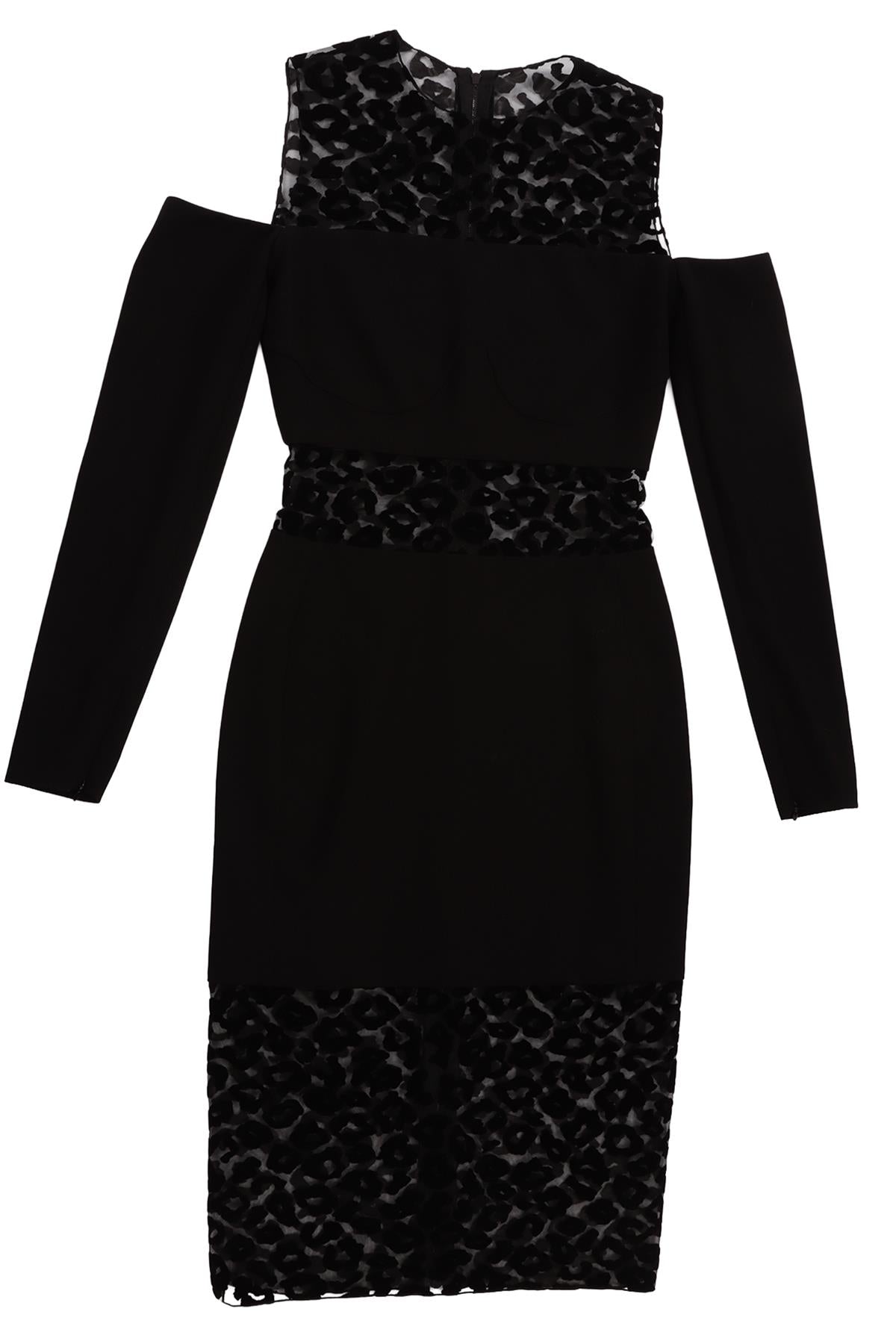 MUGLER BLACK CREPE MIDI DRESS FR 36 UK 8