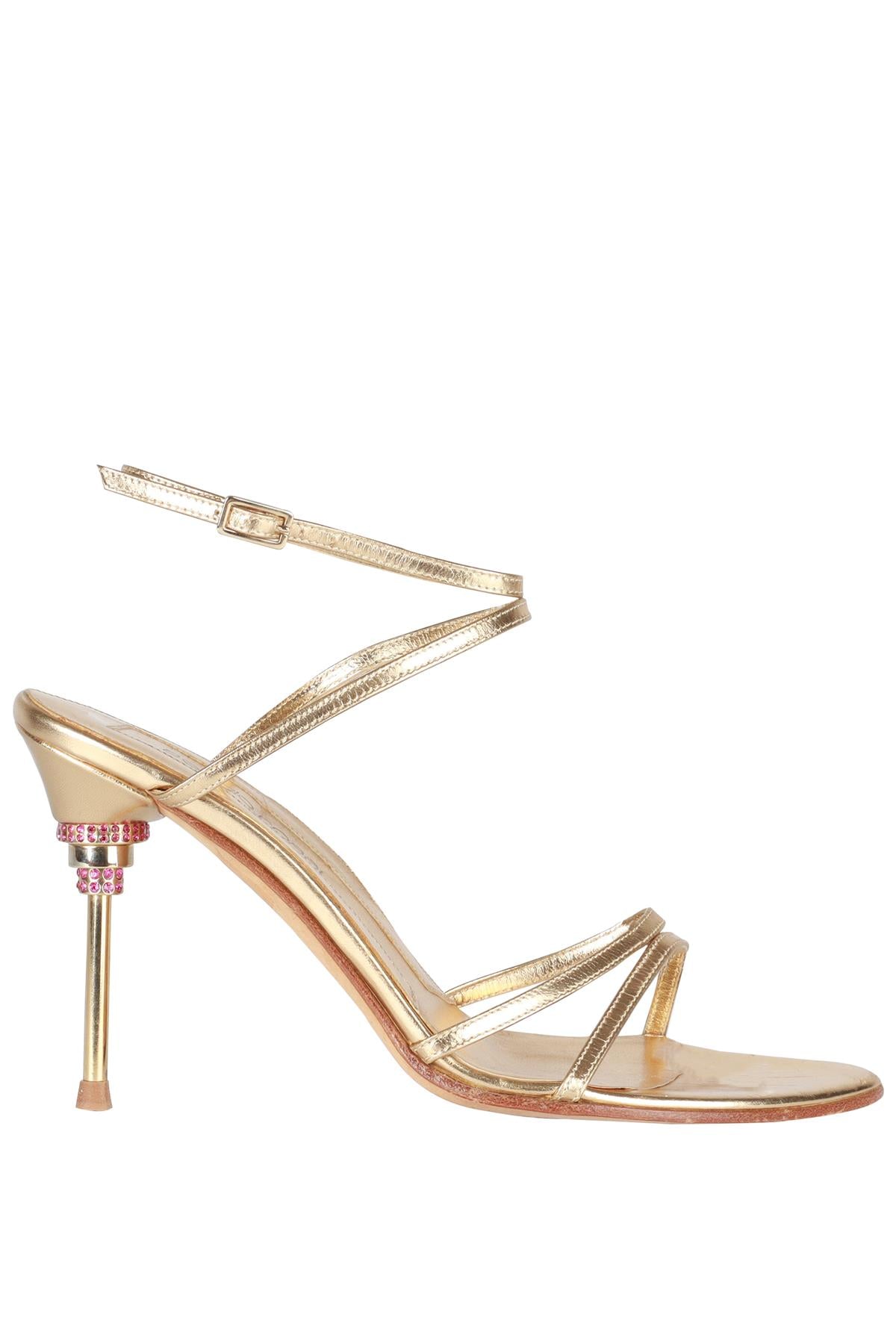 SERGIO ROSSI GOLD LEATHER SANDALS EU 36 UK 3 US 6