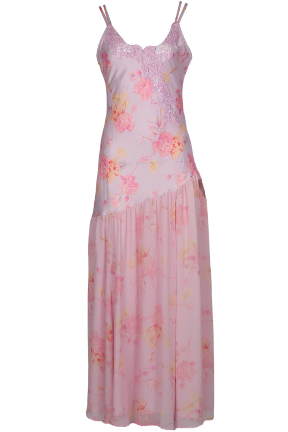 LOVESHACKFANCY FLORAL PRINT SATIN MIDI DRESS US 4 UK 8