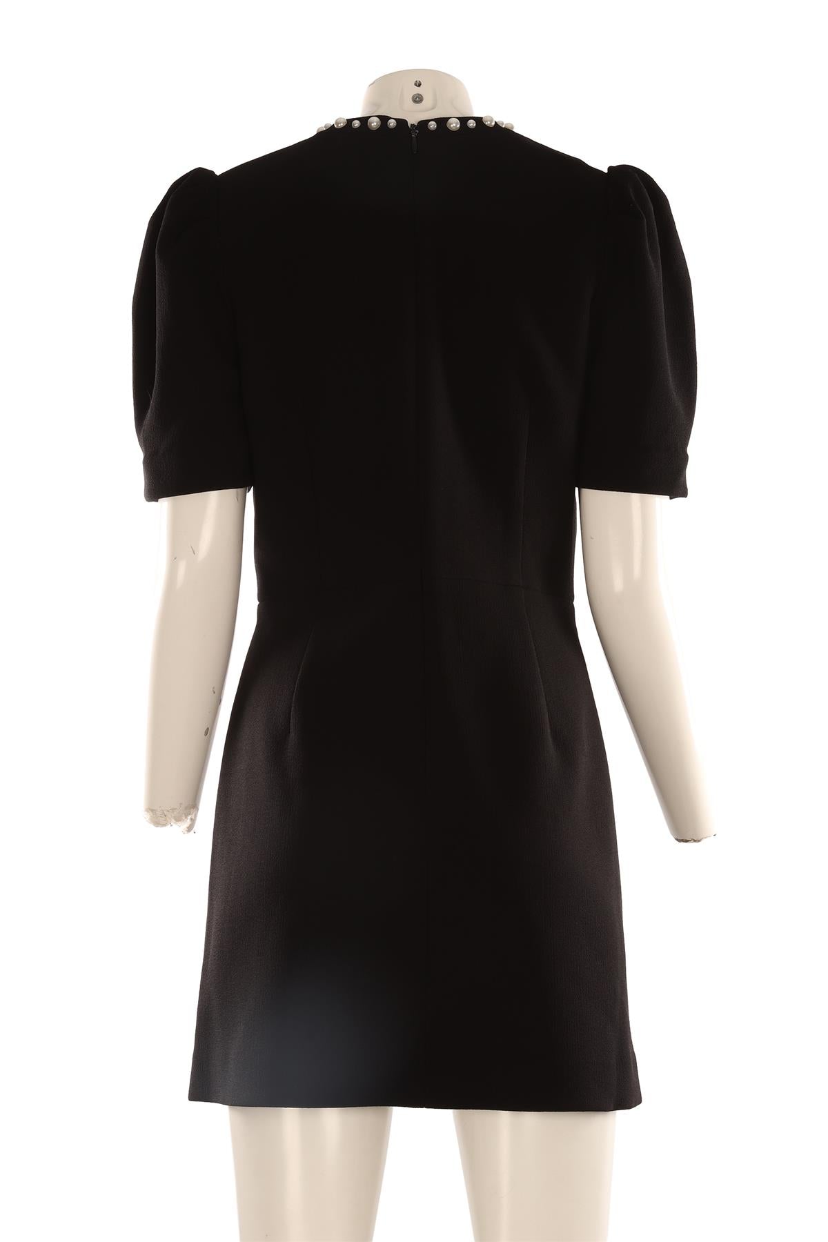 REBECCA VALLANCE BLACK WOOL MINI DRESS UK 14