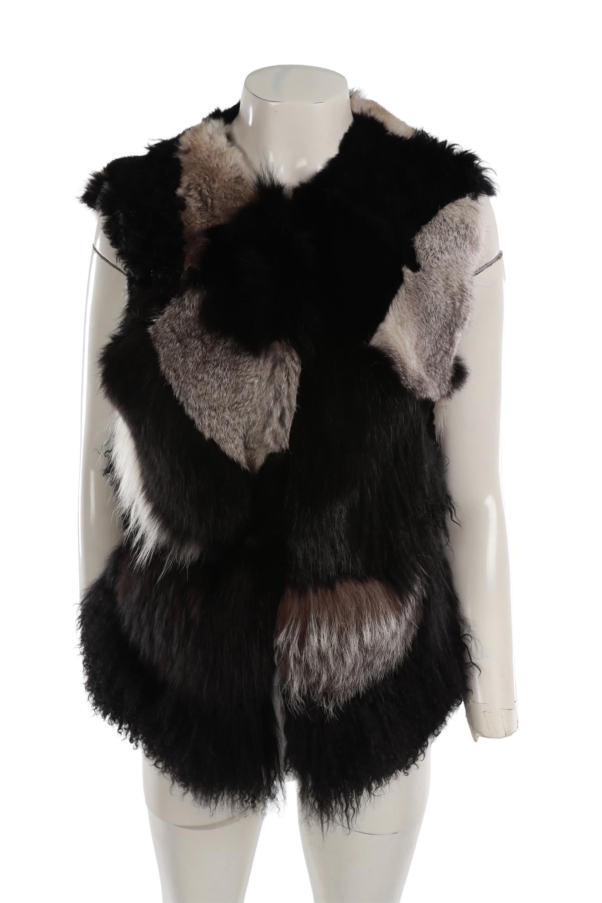 JOSEPH BLACK FUR GILET FR 38 UK 10