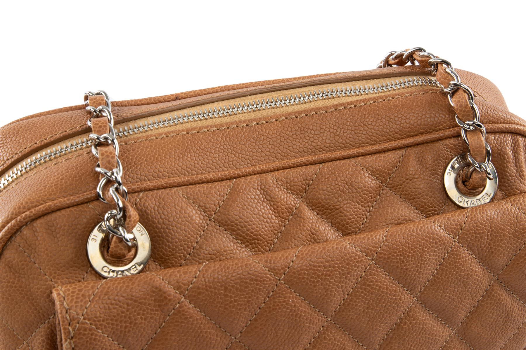 CHANEL TAN 2012-2013 CAVIAR LEATHER SHOULDER BAG