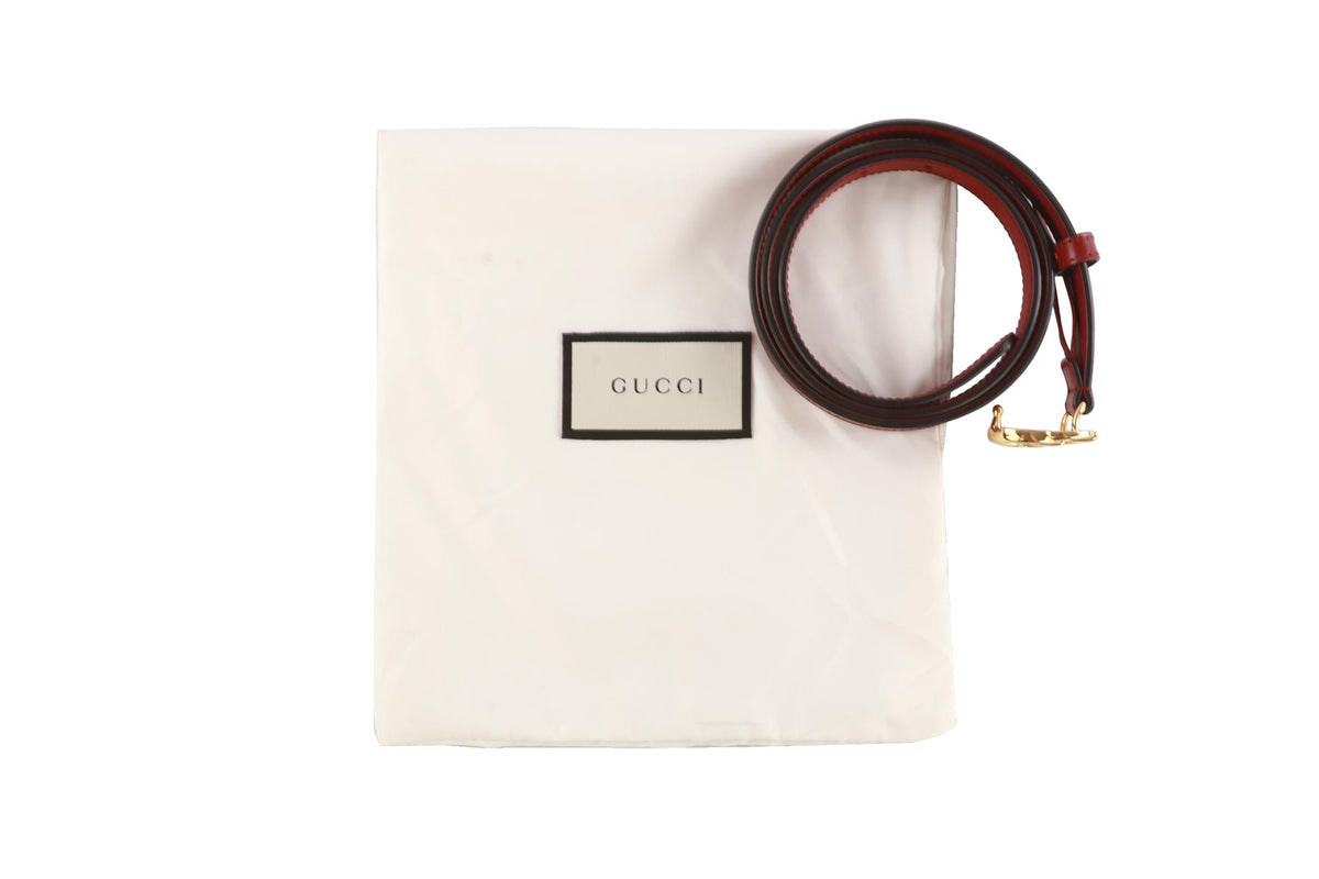 GUCCI RED GG LEATHER WAIST BELT 85CM