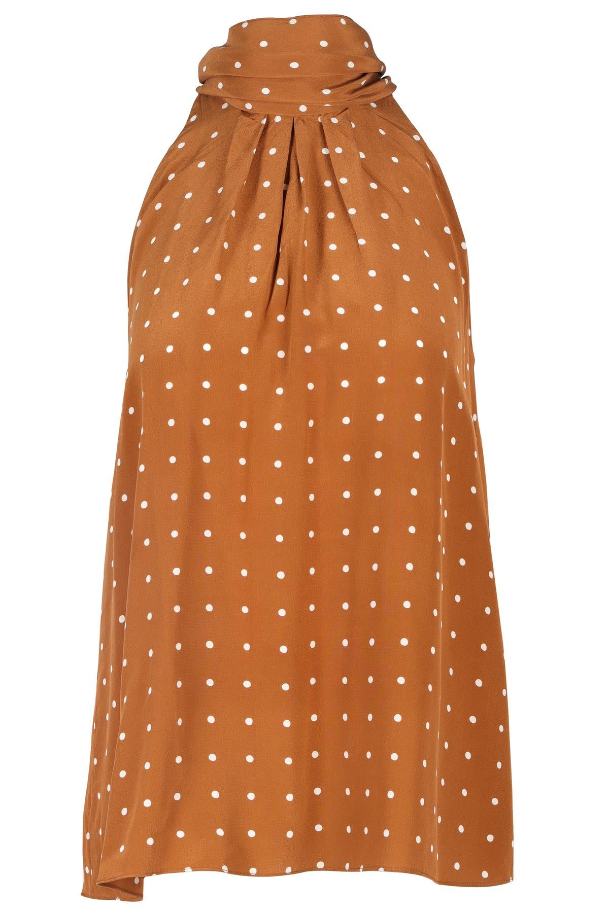 DIANE VON FURSTENBERG BROWN SILK TOP XSMALL
