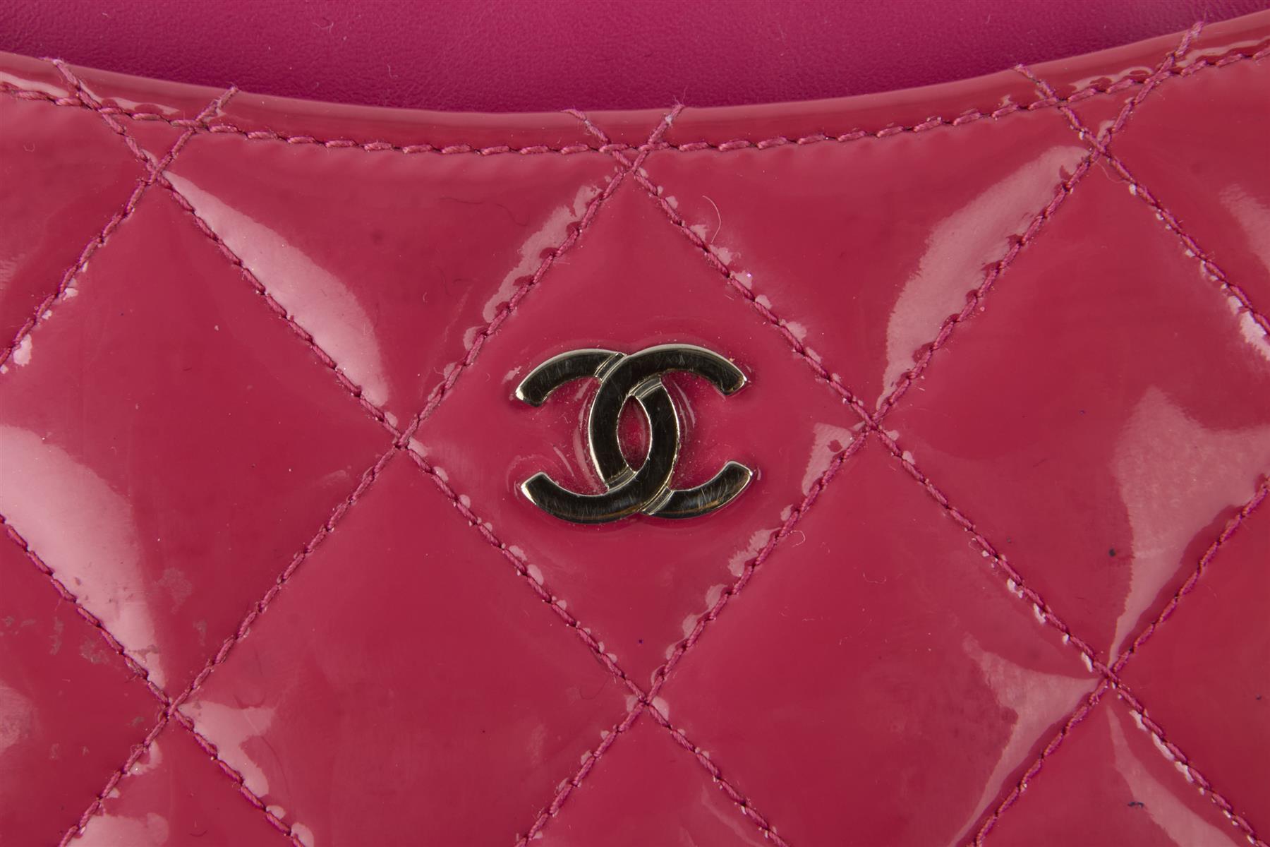 CHANEL PINK 2014 QUILTED PATENT LEATHER WALLET