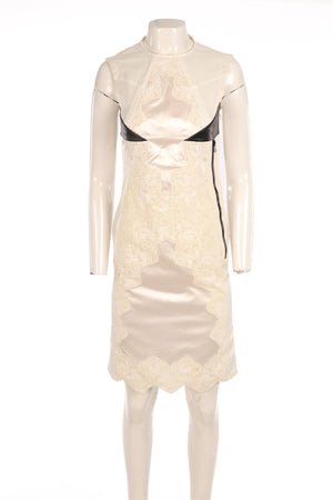 LOUIS VUITTON WHITE SILK MIDI DRESS FR 36 UK 8