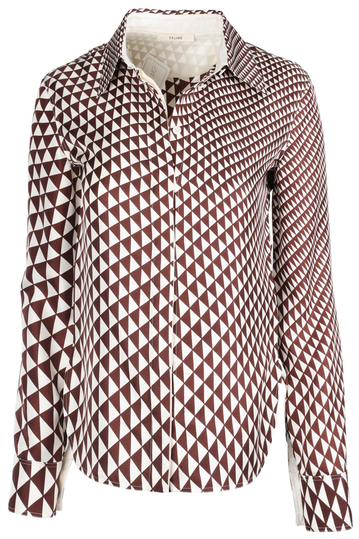 CELINE BROWN SILK SHIRT FR 36 UK 8