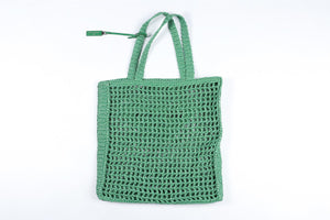 PRADA GREEN RAFFIA TOTE BAG