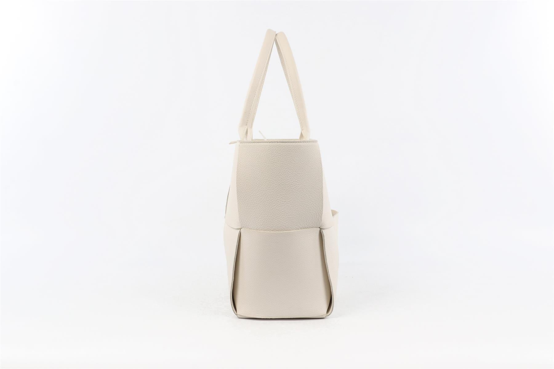 BOTTEGA VENETA WHITE ARCO INTRECCIATO LEATHER TOTE BAG