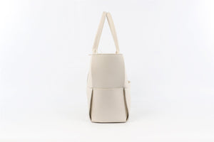 BOTTEGA VENETA WHITE ARCO INTRECCIATO LEATHER TOTE BAG