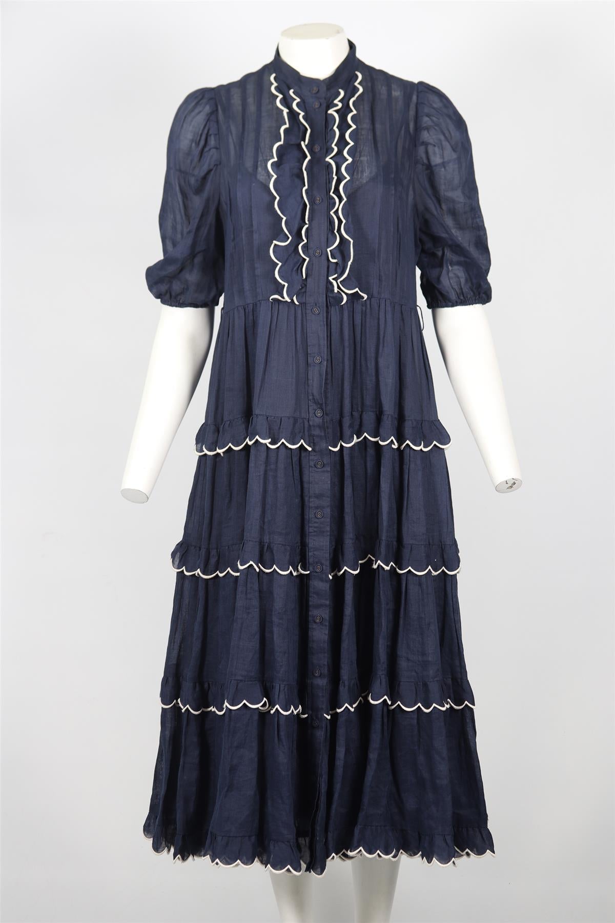 ZIMMERMANN LINEN MIDI DRESS UK 12