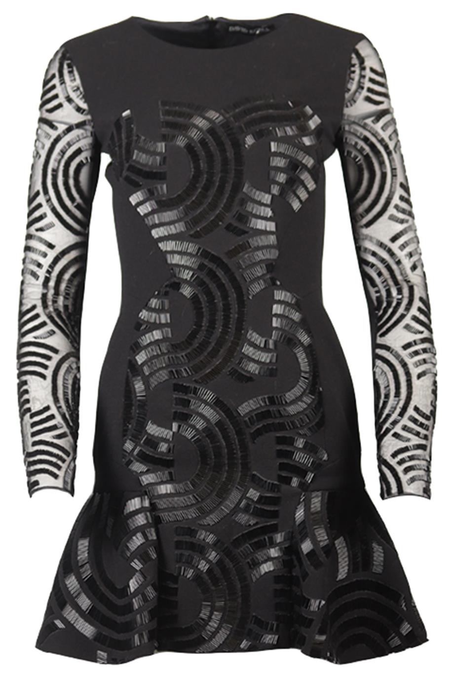 DAVID KOMA WOOL BLEND EMBELLISHED DRESS UK 8