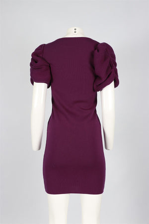 FENDI PURPLE WOOL MIDI DRESS IT 38 UK 8