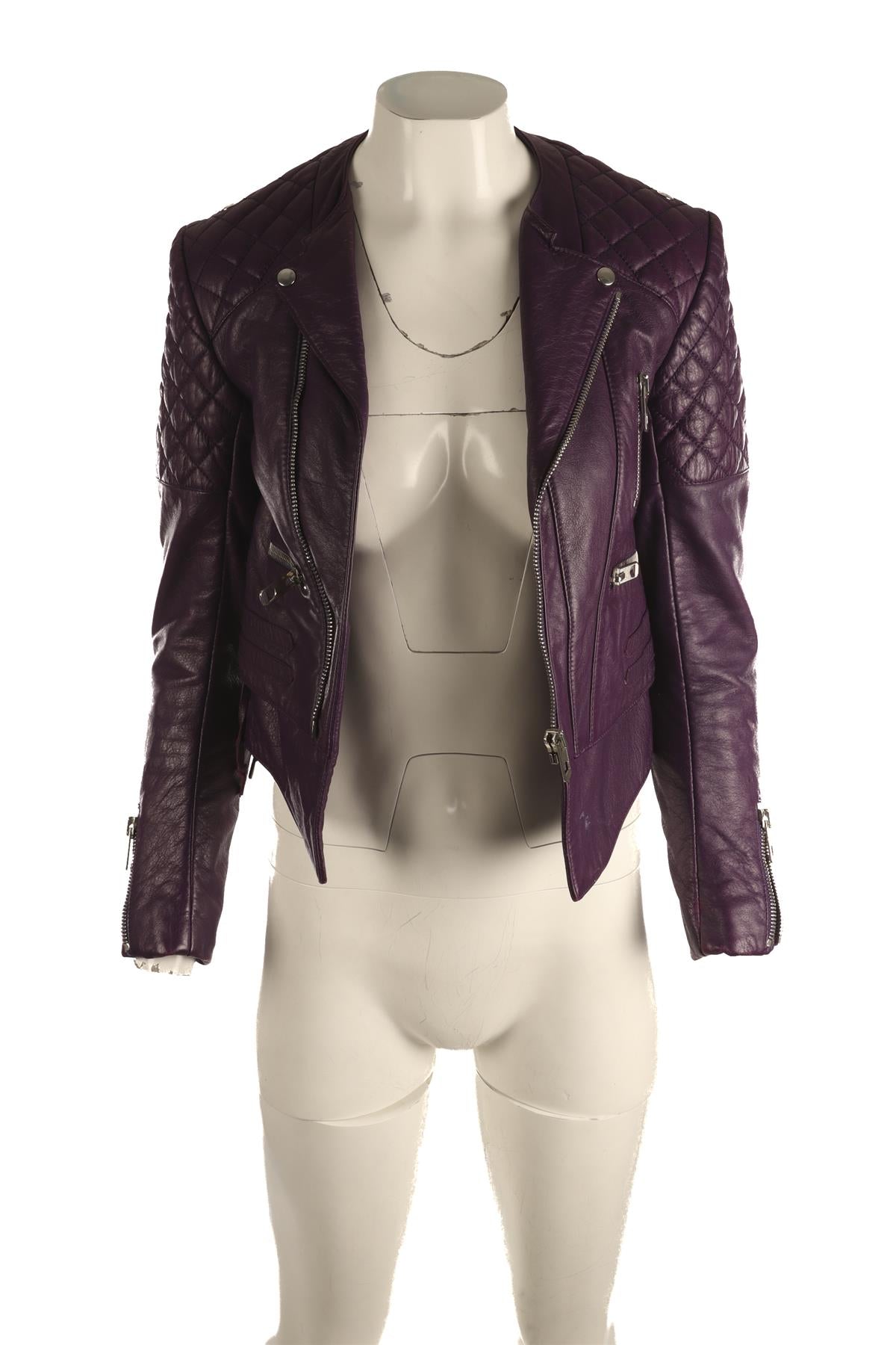 BALENCIAGA PURPLE LEATHER JACKET FR 36 UK 8