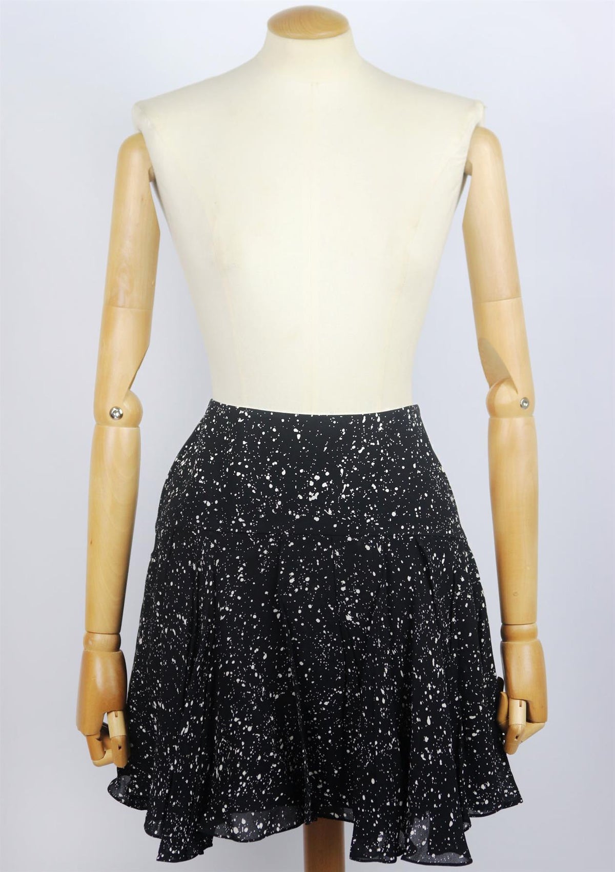 SAINT LAURENT PRINTED PLEATED CREPE MINI SKIRT FR 36 UK 8