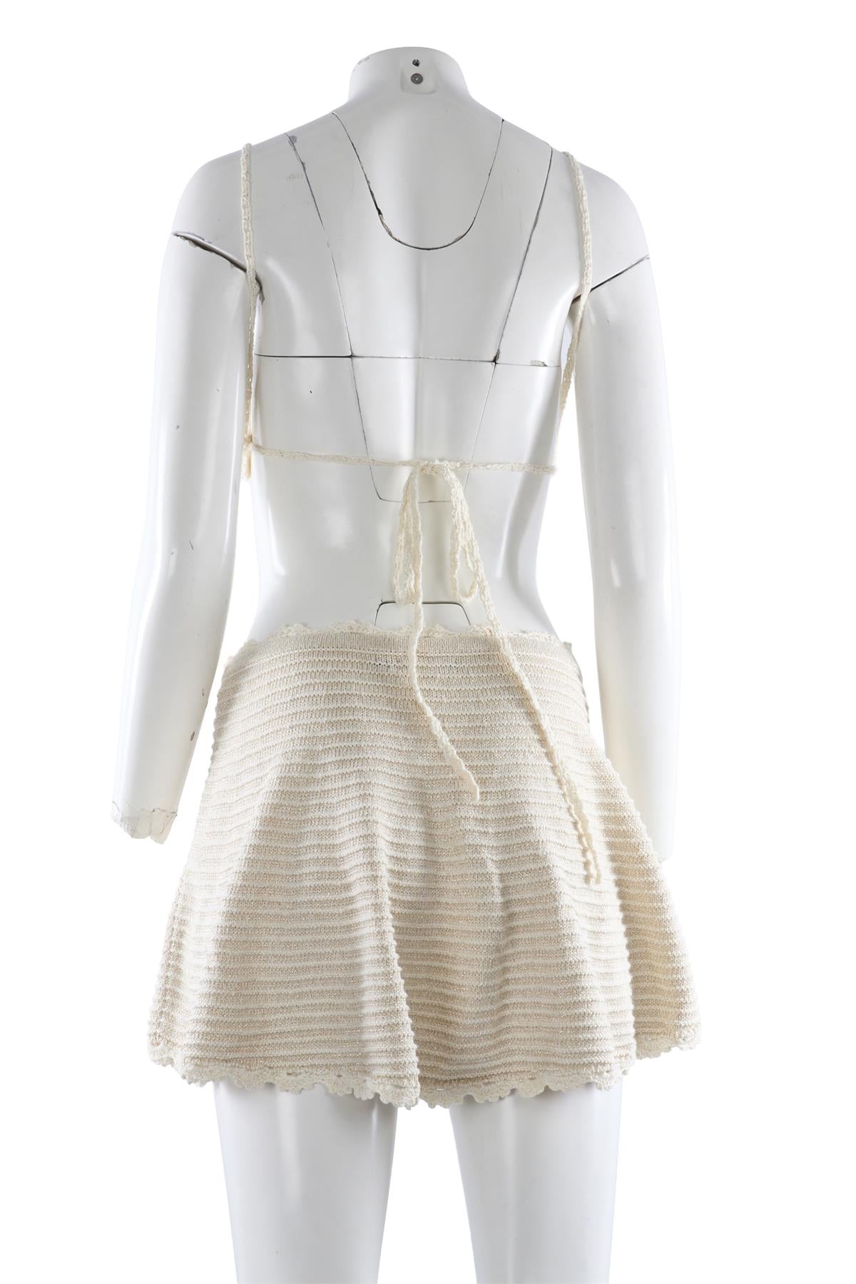 Beige Crochet Mini Dress