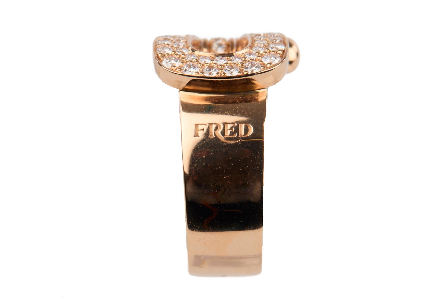 FRED FORCE 10 18K ROSE GOLD AND DIAMOND RING SIZE 53