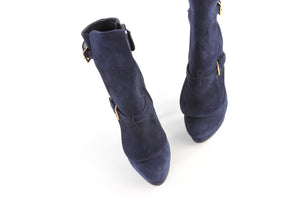 ALEXANDER MCQUEEN NAVY SUEDE ANKLE BOOTS