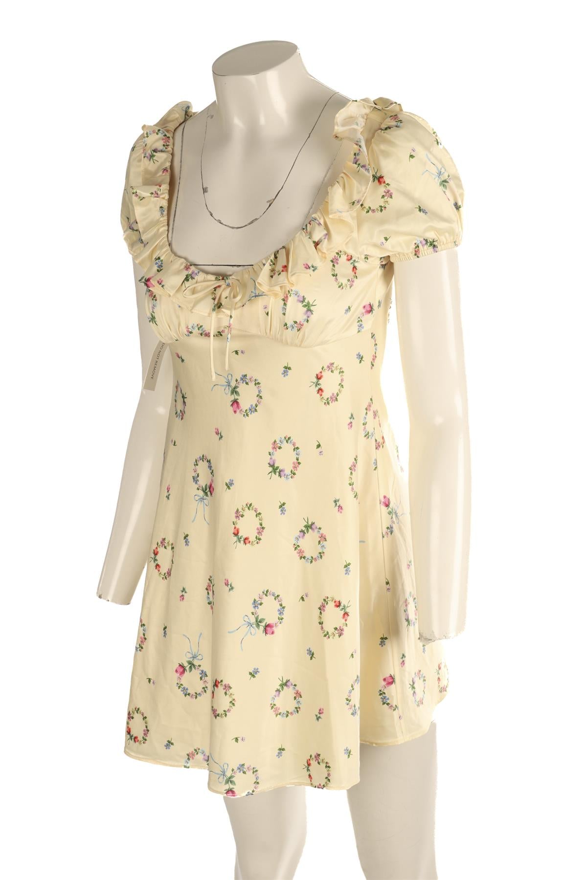 FOR LOVE & LEMONS YELLOW SATIN MINI DRESS XSMALL