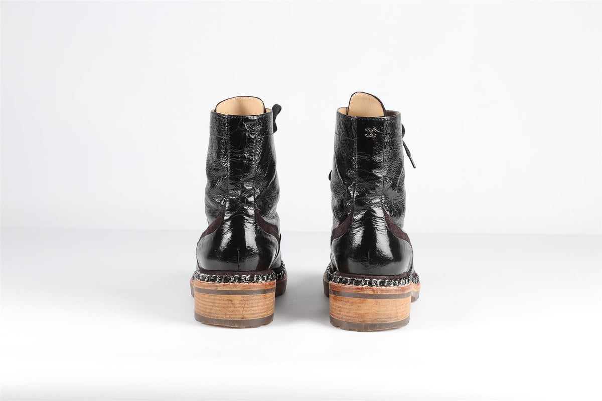 CHANEL BROWN 2015 LEATHER ANKLE BOOTS EU 39 UK 6 US 9