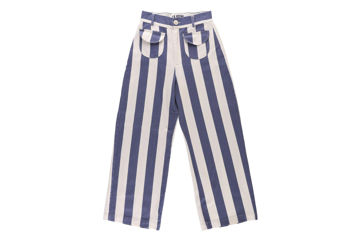 LA VESTE BLUE COTTON STRAIGHT LEG PANTS SMALL