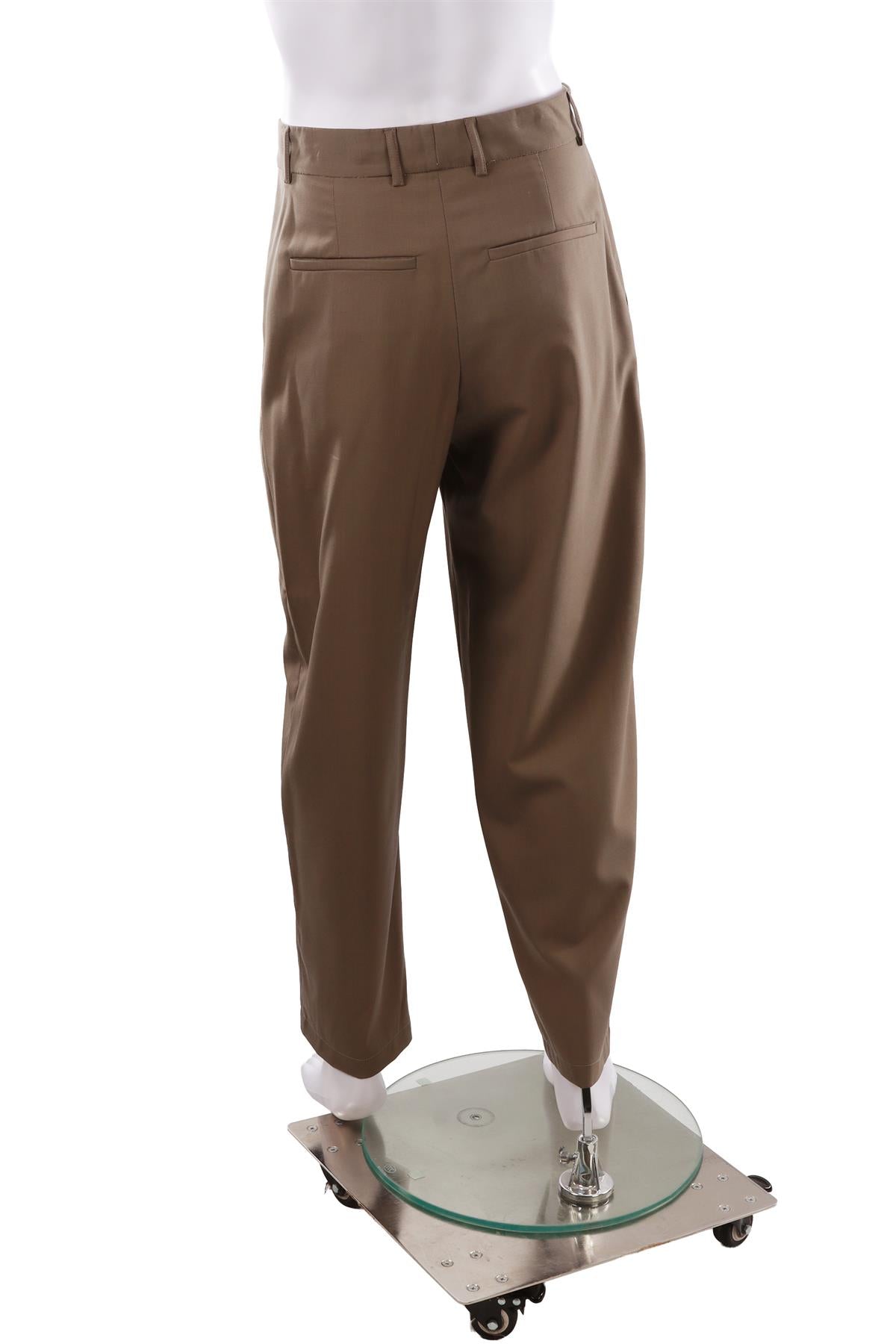 GREY LINEN STRAIGHT LEG PANTS