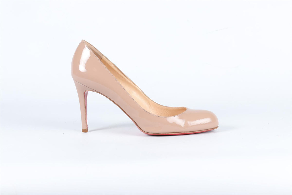 CHRISTIAN LOUBOUTIN NUDE PATENT LEATHER PUMPS EU 39 UK 6 US 9