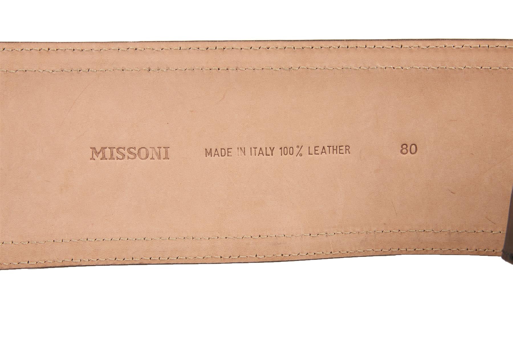 MISSONI BLACK LEATHER WAIST BELT 80CM